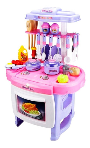 Juego Set De Cocina 25 Piezas Luces Y Sonidos Azul/rosado