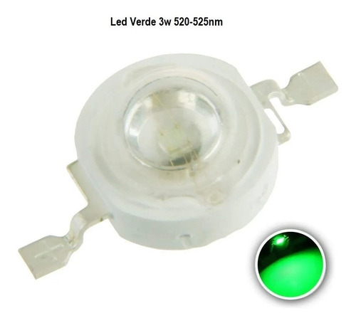 Imagen 1 de 2 de Led 3w Alta Luminosidad Verde 3 Watts 10 Unidades