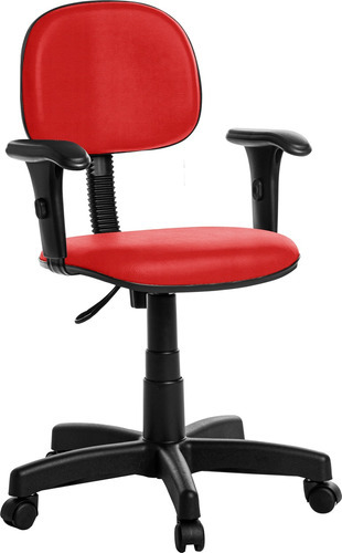 Cadeira Escritório Secretaria Com Braço Rce Cor Vermelho Material Do Estofamento Couro Sintético