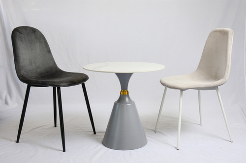 Silla Soho Tulip Pack X 4 Unidades Pana Estructura De La Silla Negro Asiento Gris