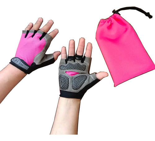 Par Guantes Gym Rosa Entrenamiento + Bolsa