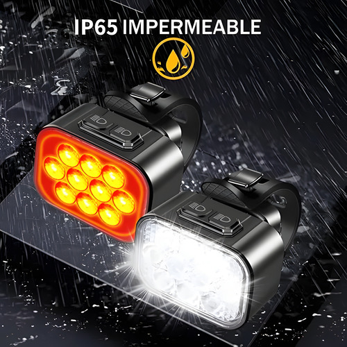 Luz Bicicleta Recargable Usb Delantera Y Traser 10+10 Led