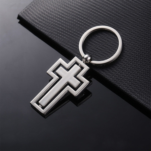 Imagen 7 de 8 de 2pcs Plata Cruz Regalo Llaveros Tema Religión Llavero Titula