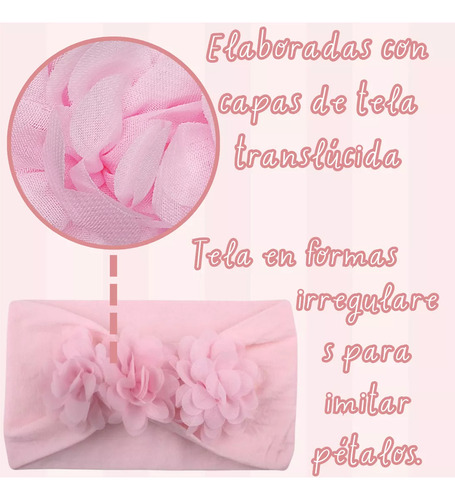 Diademas Niñas Bebes Turbante Flores Banda Elástica Moda Color Paquete 2
