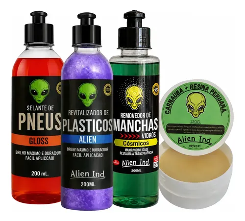 Kit 4 Produtos Alien Ind Cera Polimento E Limpeza Completa