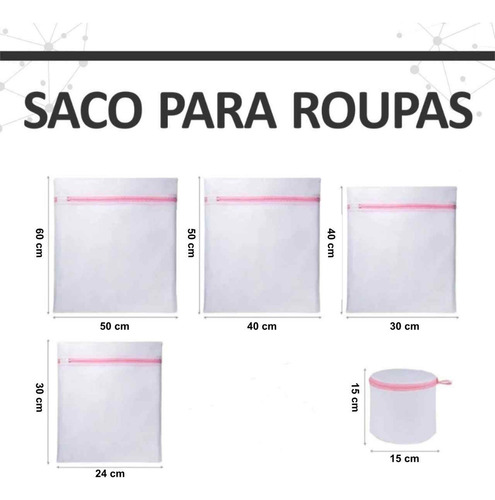 Kit 10 Sacos De Lavar Roupas Protetor De Lingerie Com Zíper