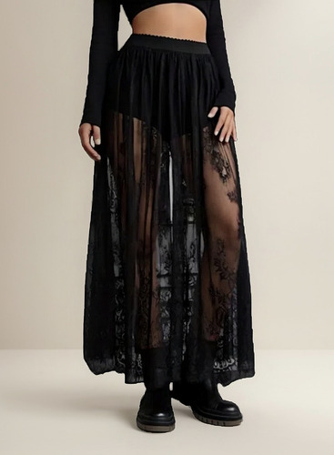 Falda Sexy Transparente De Encaje Gótico De Moda Para Mujer