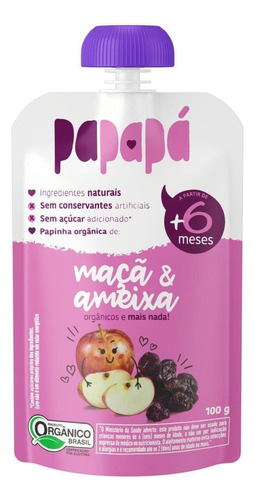 Kit 2x: Papinha Orgânica De Maçã E Ameixa Papapá 100g