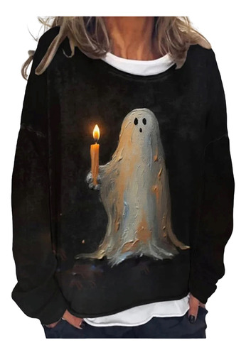 Sudadera De Mujer De Halloween, De Gran Tamaño, Con Estampad