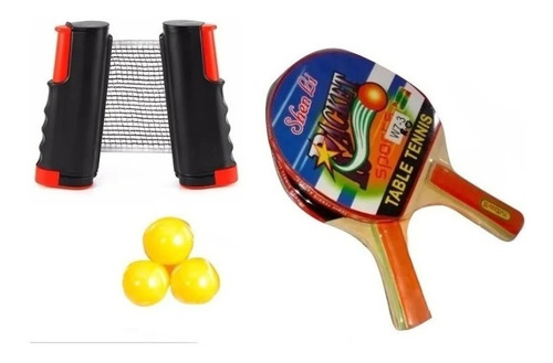 Kit Malla Adaptable + Ping Pong Raqueta Deporte Full