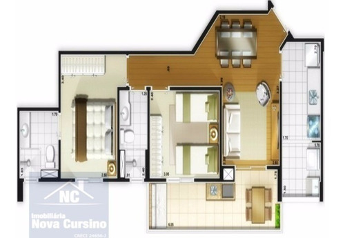 Imagem 8 de 12 de Apartamento Para Venda Vila Das Merces, Sao Paulo 2 Dormitórios Sendo 1 Suíte, 1 Sala, 1 Banheiro, 1 Vaga 61,00 M Area Útil Sacada Gourmet Lazer Completo Condução Na Porta Venda: - Ap00047 - 3155236