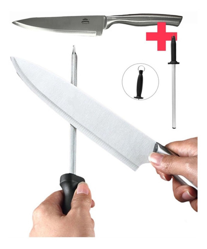 Cuchillo + Chaira Profesiona Chef Cocina Carne Cruda Pescado