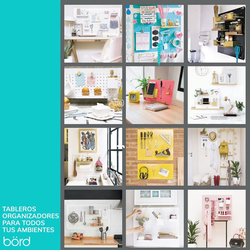 Imagen 6 de 10 de Organizador De Pared Base Madera Börd Con Accesorios 50x58,5