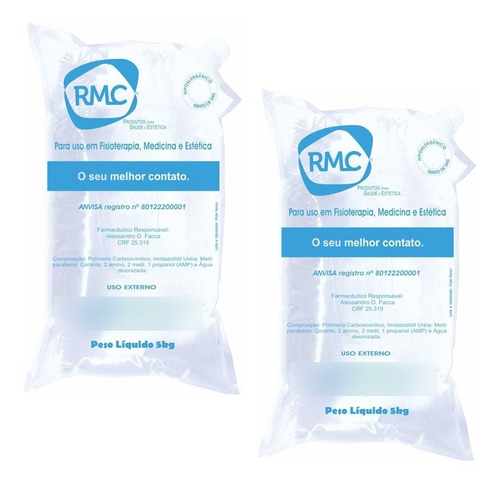 2 Gel Clinico Contato Condutor Ultrassom Incolor Bag 5kg Rmc