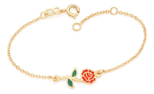 Pulseira Rosa Da Bela Banhada A Ouro Rommanel 552147