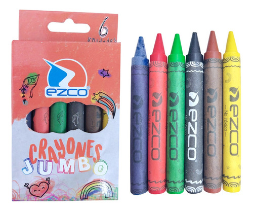 Imagen 1 de 7 de Crayones De Cera Jumbo X 6 Colores Ezco