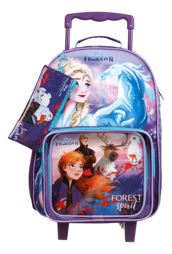Imagem 1 de 9 de Combo (mala C/ Rodinhas + Lancheira + Estojo) Frozen Disney