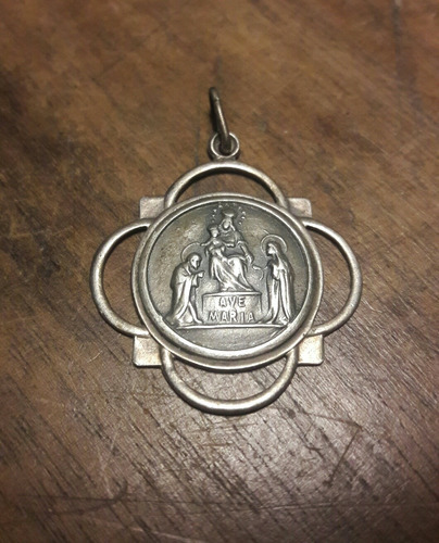 Antigua Medalla Virgen Maria Plata 900, Impecable, Sana.