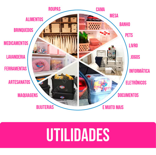 Caixa 56l Multiuso Organizadora Resistente Grande C/ Tampa