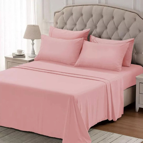 Juego De Sabanas Dobby Suaves 600h 2 1/2 Plaza Cotton Touch Rosa Viejo