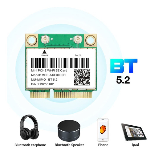 Tarjeta De Red Wifi 6e Half Mini Pci-e Wifi 802.11ax Ac Mpe-