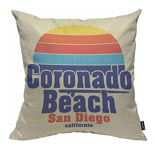 Hosnye San Diego Beach Throw Pillow Fundas De Cojíncoronado 