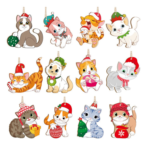 36 Adornos De Navidad Para Gatos, Adornos Decorativos De Mad