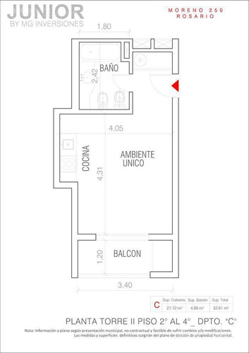 Imagen 12 de 12 de Departamento Monoambiente En Venta En Rosario