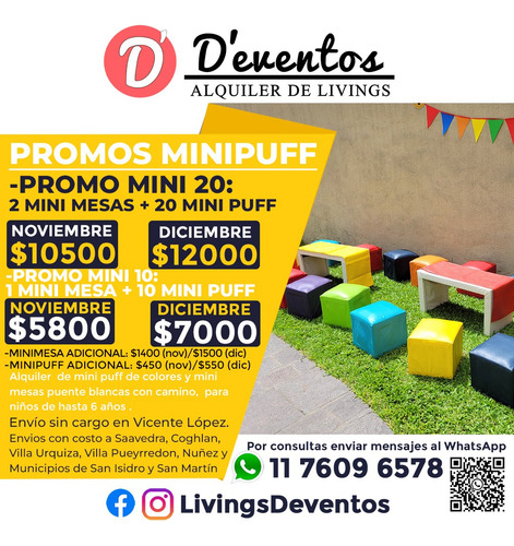 Alquiler De Livings Zona Norte Puff Minipuff Horno Sillas