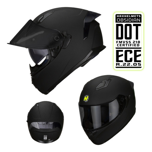 Hax Helmet Casco Cerrado, Serie Obsidian Matte Negro