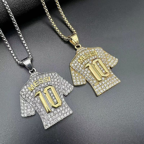2pcs No.10 Jersey Pingente Colar Titanium Aço Jóias