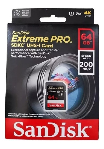 Tarjeta Memoria Extreme Pro Sdxc 64gb Almacenamiento 200mb