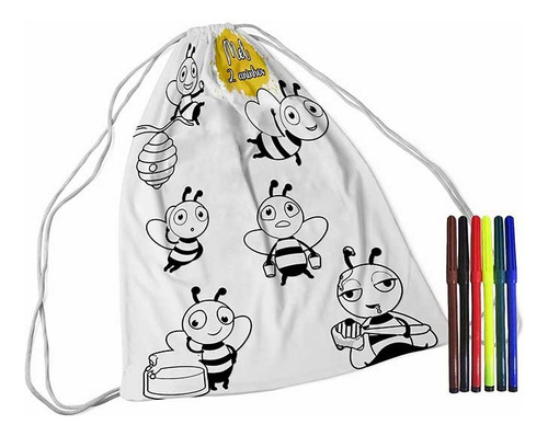 10 Lembrancinhas Personalizadas Mochilas Saco Colorir 20x30 Abelhinha