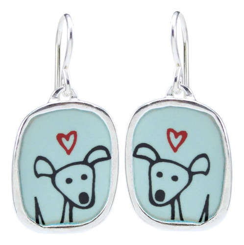 Aretes De Regalo Perro Feliz Esmaltado Y Plata De Ley 9...