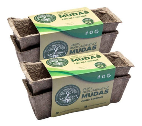 2x Kit P/ Mudas 6 Células Biodegradável Sustentável Nagmobio