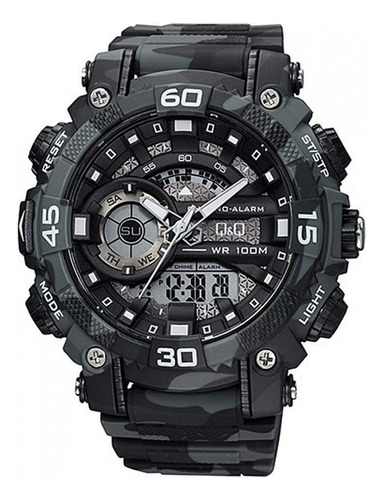 Reloj Q&q Citizen Sport Camuflage Negro Dual Gw87j006y