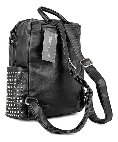 Mochilas Mujer Cuero Sintetico Tachas Urbanas Negras