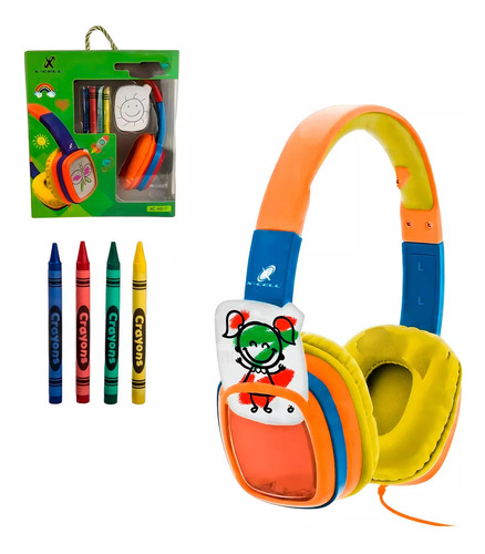 Fone De Ouvido Kids X-cell Xc-hs17com Giz De Cera Cor Laranja
