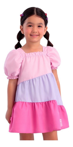 Vestido Infantil Mon Sucré 3 Marias Rosa Scrabble 22136 B.e.