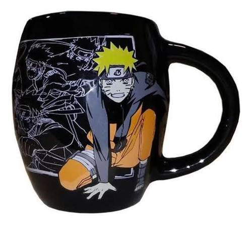 Caneca Naruto Shippuden Uzumaki Mangá Anime Té Café Piticas Color Negro
