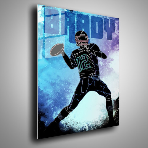 Cuadro Metalico Tom Brady Nfl Neon Colorido Arte 40x60cm