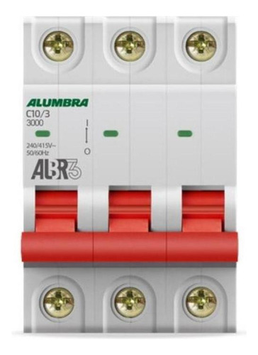 Disjuntor Tripolar 3x10a Curva C Mini Din Alumbra