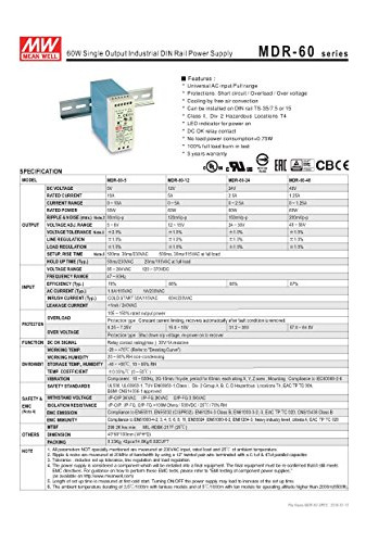 Fuente De Alimentación Mean Well Mdr-60-12 Ac A Dc Din Rail,