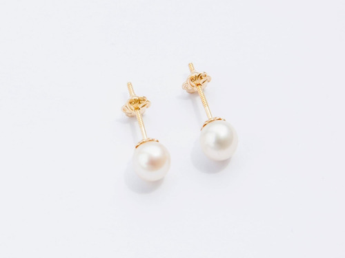 Imagen 6 de 7 de Aros Perla Cultivada Oro 18 Kilates 6 Mm