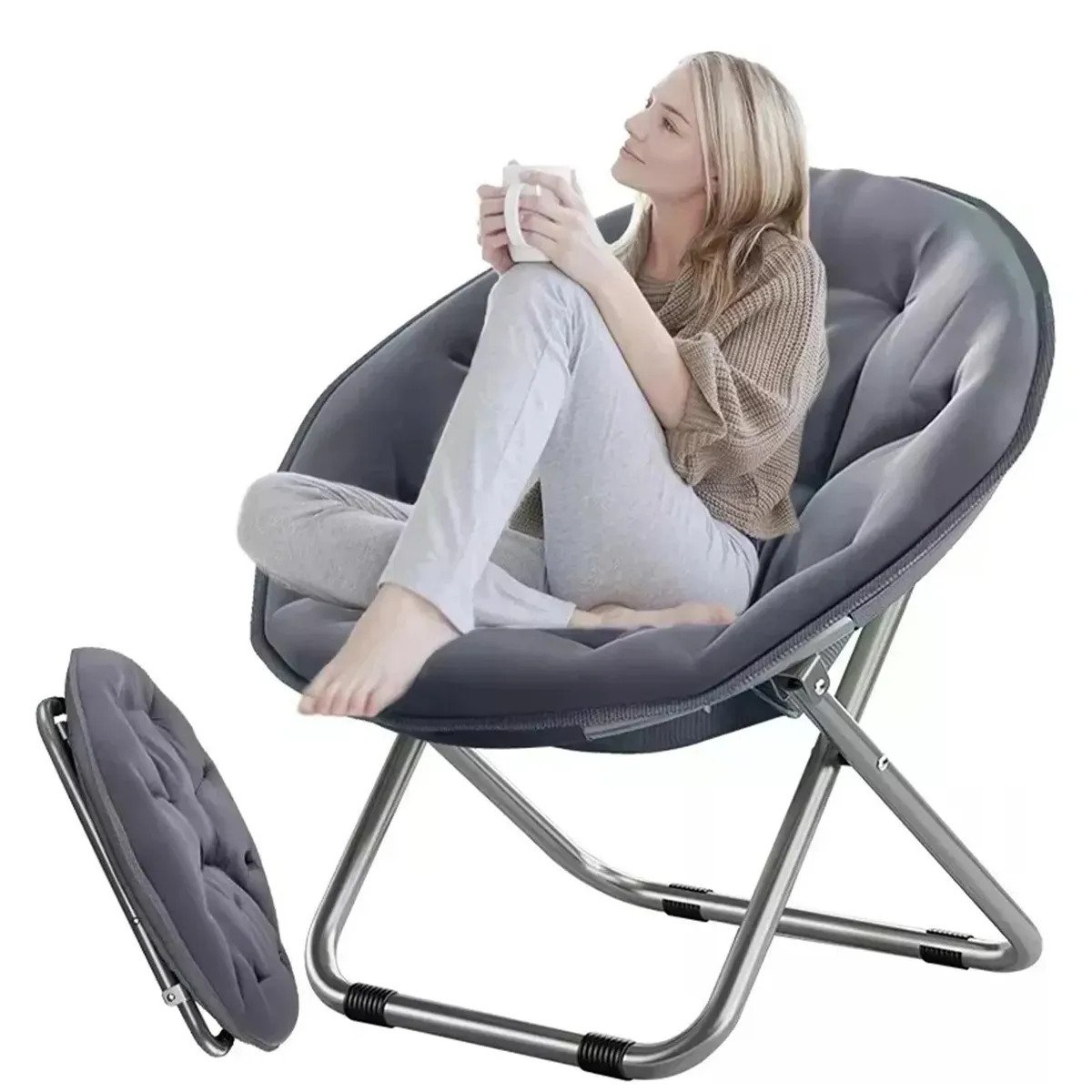 Silla Acapulco Plegable De Outside Garden Acolchado Steel Grey