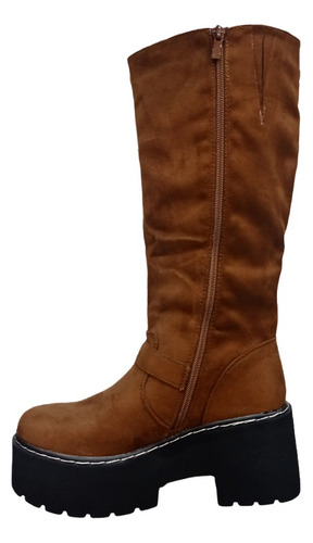 Bota Para Dama Con Plataforma Estilo Bucanera Con Hebilla
