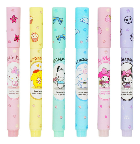Set De 6 Marcadores Pastel De Dibujos Animados