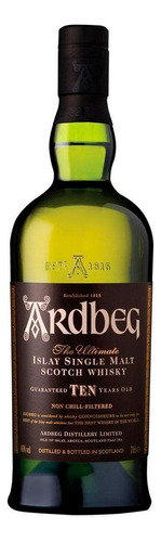 Caja De 6 Whisky Ardbeg Single Malt 10 Años 750 Ml