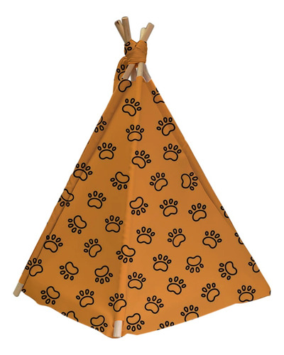 Tipi Para Perro Gato Casa Con Cama Colchoneta Mascota 80cm Color Naranja