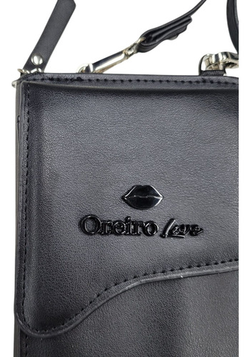 Billetera Bandolera Porta Celular Oreiro Love Negro 28305
